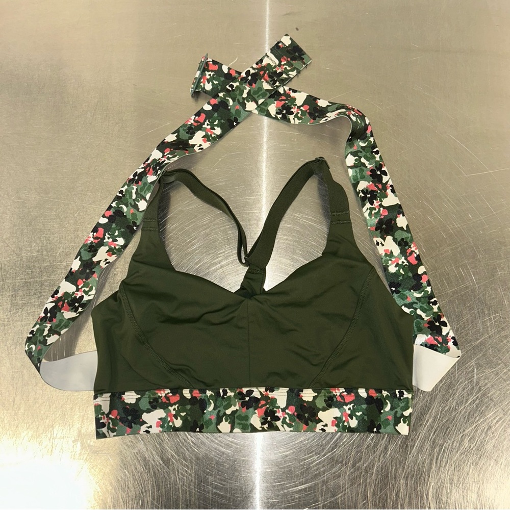 Adore Me Maven Contour Back Close Wirefree Sports Bra Green Floral S Small